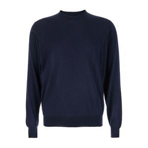 Plain Men Blue Crewneck Sweater In Wool And Cashmere Man